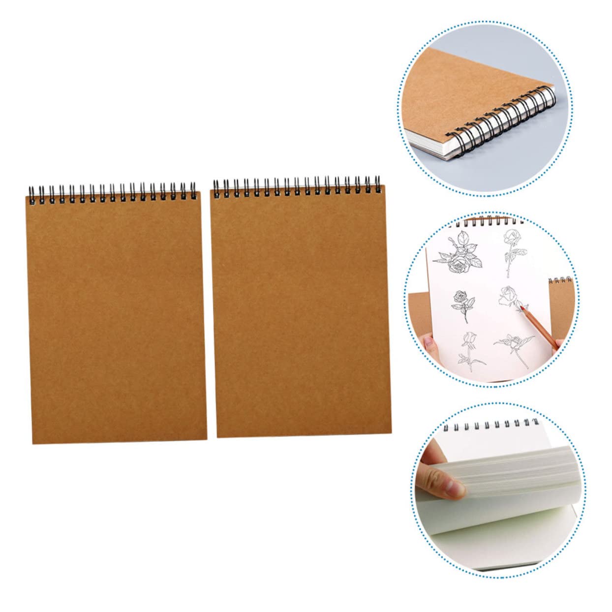 PLAFOPE Carnets de Croquis A4 à Spirale pour Étudiants, Lot de 2, Marron