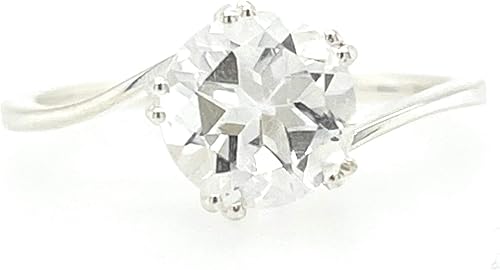 Natural 2ct White Quartz, Clear Quartz 925 Solid Sterling Silver Ring Size 5.75, 6