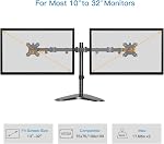 HUANUO Dual Monitor Stand for 13 to 32 Inch Screens, Free Standing Monitor Arm for 2 Screens Holds up to 17.6lbs, Fully Adjustable Dual Monitor Mount with Tilt, Swivel, Rotation, Max VESA 100x100 mm