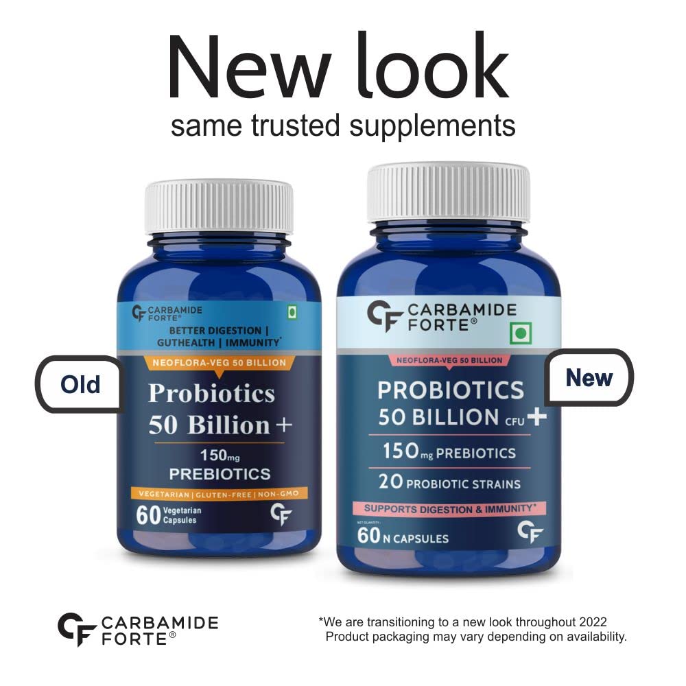 Carbamide Forte Probiotics Supplement 50 Billion CFU for Women & Men | Probiotics for Gut Health Supplement | Support Digestion & Immunity | Gut Health Probiotics – 60 Veg Capsules (Pack of 2) - Image 8 thumbnail