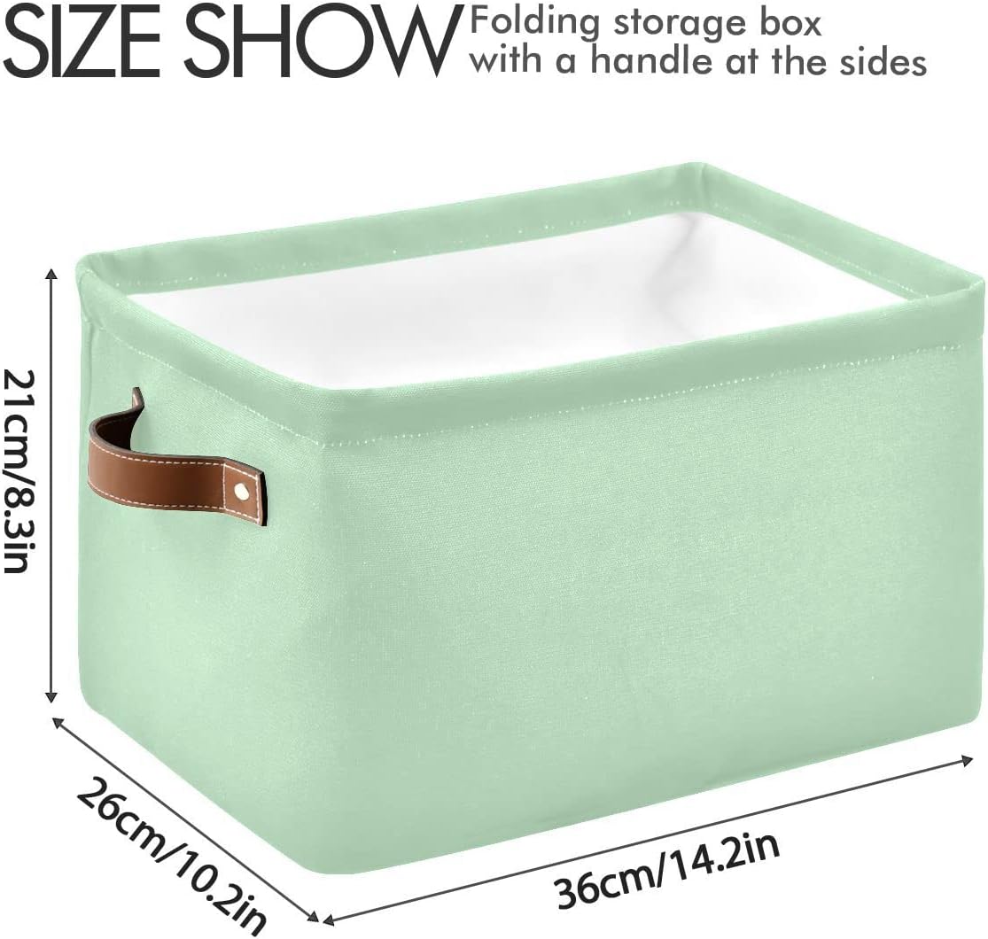 Mint green Storage Basket Fabric Kitchen Baskets Fashion Open Home Storage Bins Boxes Foldable Organizer Bag for Baby Cloth Pet Toy Book Shelf Closet Baskets 16×12×8 Inches