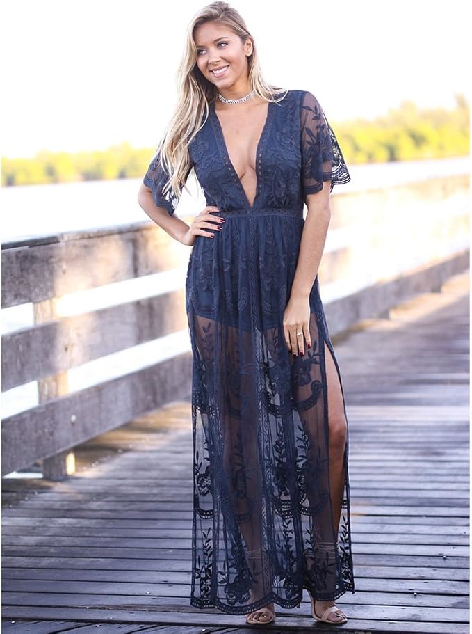 lace maxi romper