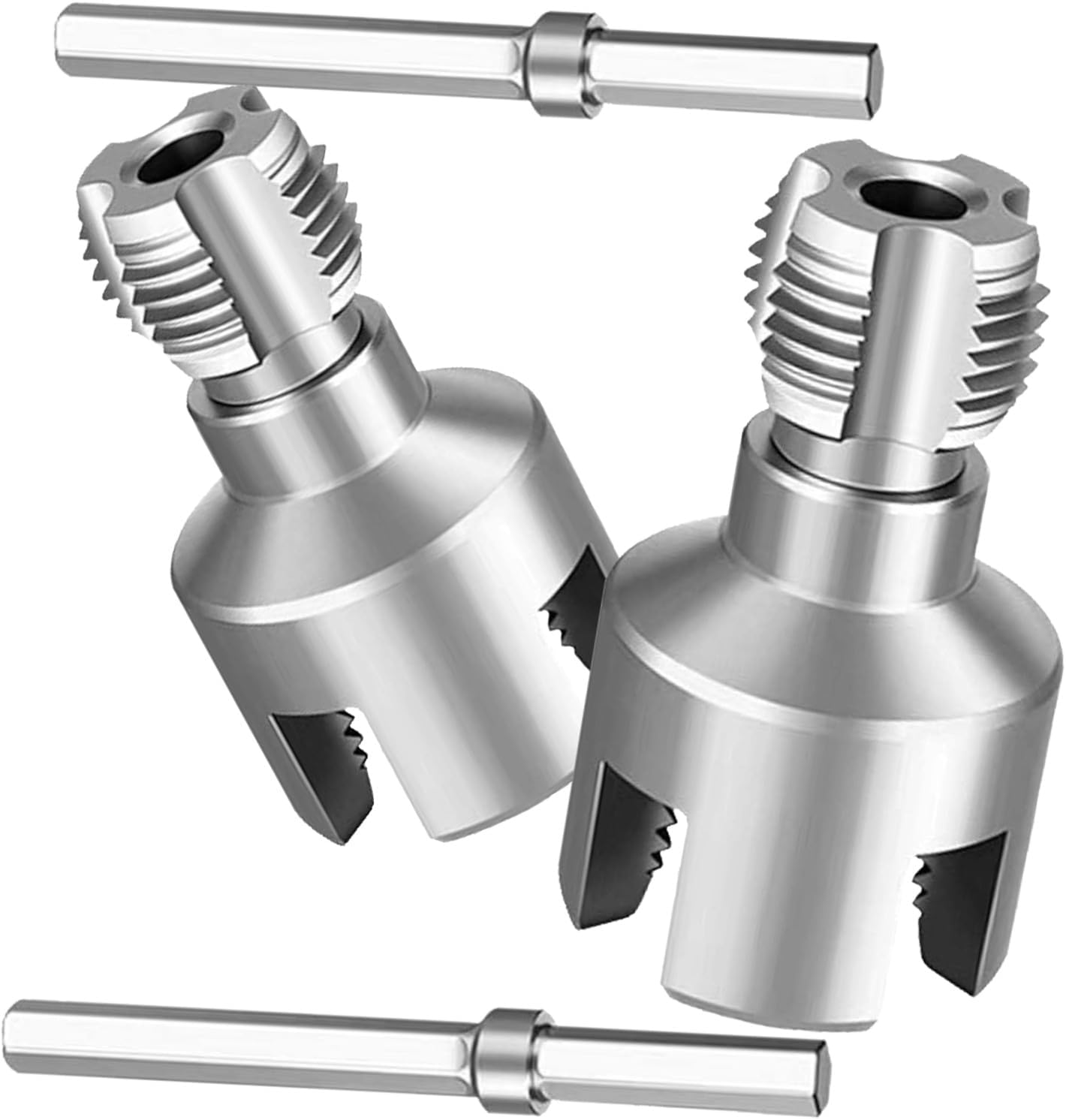 BESTonZON 2pcs Dual Function Internal External Pipe Threading Tool for 1/2" and 3/4" Plastic Tubes, Carbon Steel Material with Fast Thread Cutting, Compatible with Electric Drills