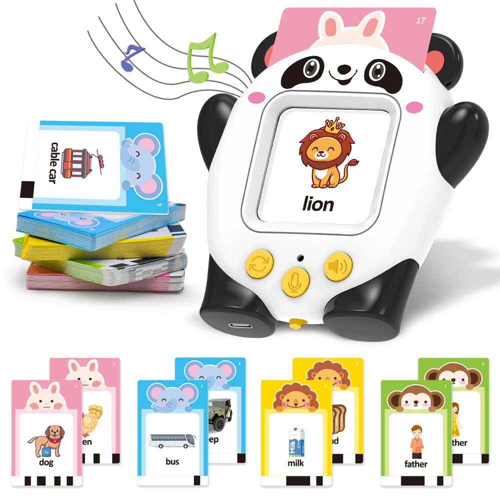 Dazzcool Toddler Learning Toys for 2 3 4 5 6 Years, Panda Talking Flash Cards with Recording Function Card Reader Best Birthday Gift for Your Kids 112 Flash Card(224 Words)