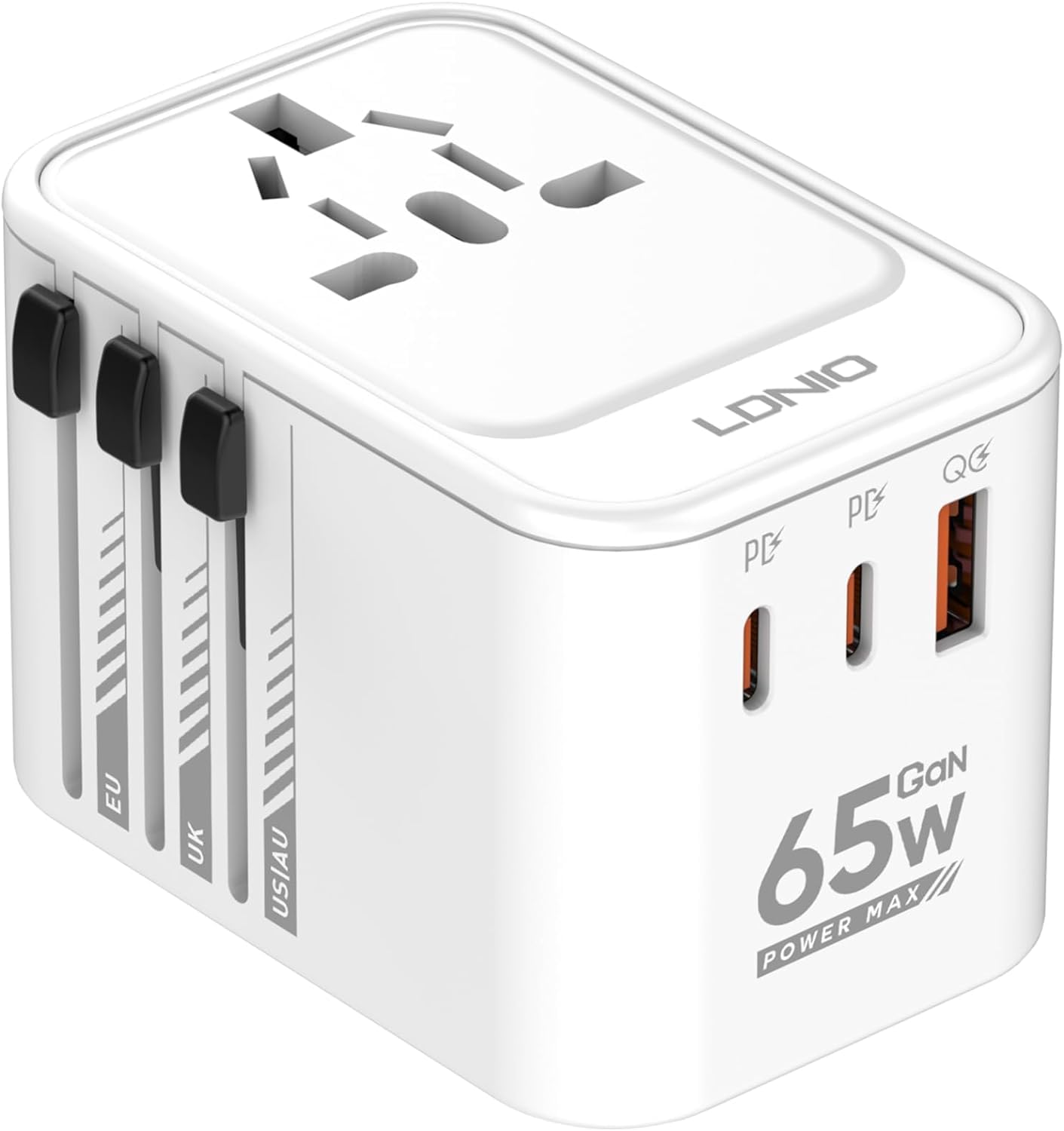 INICIO 65W GaN International Travel Adapter with 2 USB-C & 1 USB A, Worldwide PD QC Fast Charger USA/UK/EU/AUS Plug Converter for MacBook iPad iPhone 15 14 Galaxy S24 S23 Pixel XPS etc (B0CVSCFKVD) Amazon Price History, Amazon Price Tracker
