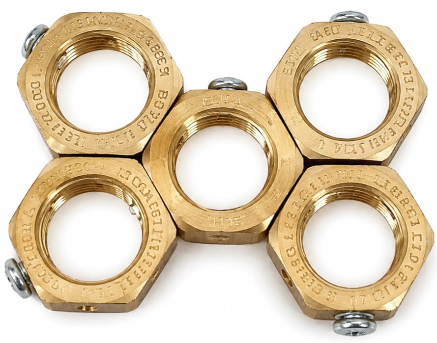 5 Pack 20mm Brass LockNut Earth Nut