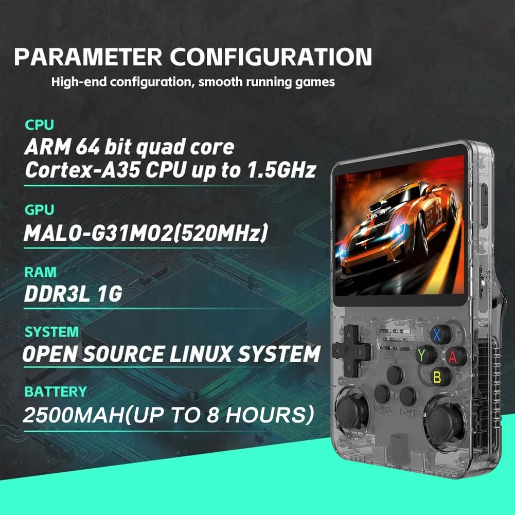 Draagbare retro console R36S, Linux-systeem, 8,9 cm (3,5 inch) IPS