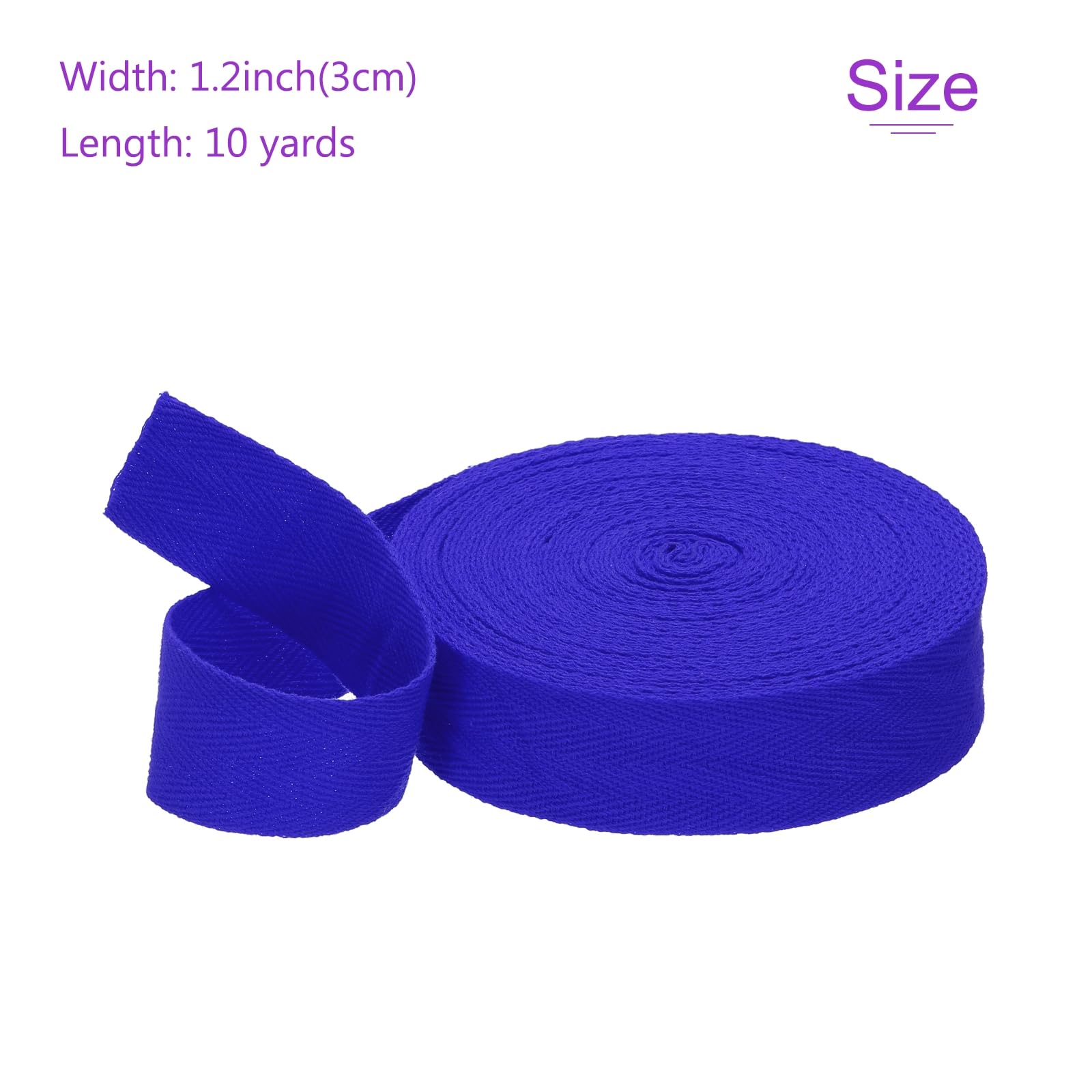 DMiotech 1.2"(3cm) 10 Yards Cotton Twill Tape Cotton Ribbons Bias Binding Tape Herringbone Tape Ribbons Bright Blue for DIY Crafts Making Clothes - Image 3