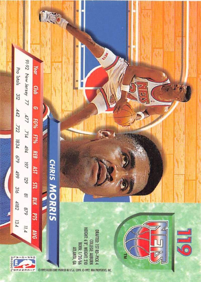 Amazon.com: 1992-93 Ultra Basketball #119 Chris Morris New Jersey