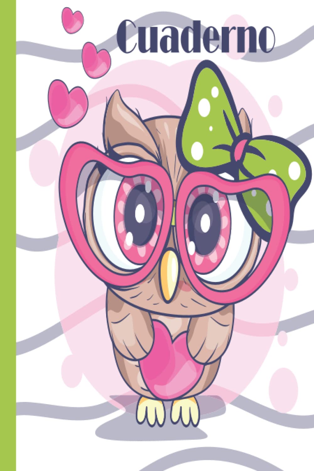 Cuaderno de Búho: Cuaderno de búho de rayas anchas, cuaderno de papel rayado para la escuela, estudiantes, regalo para niños, niñas, adolescentes, cuadernos de búho, amante del búho