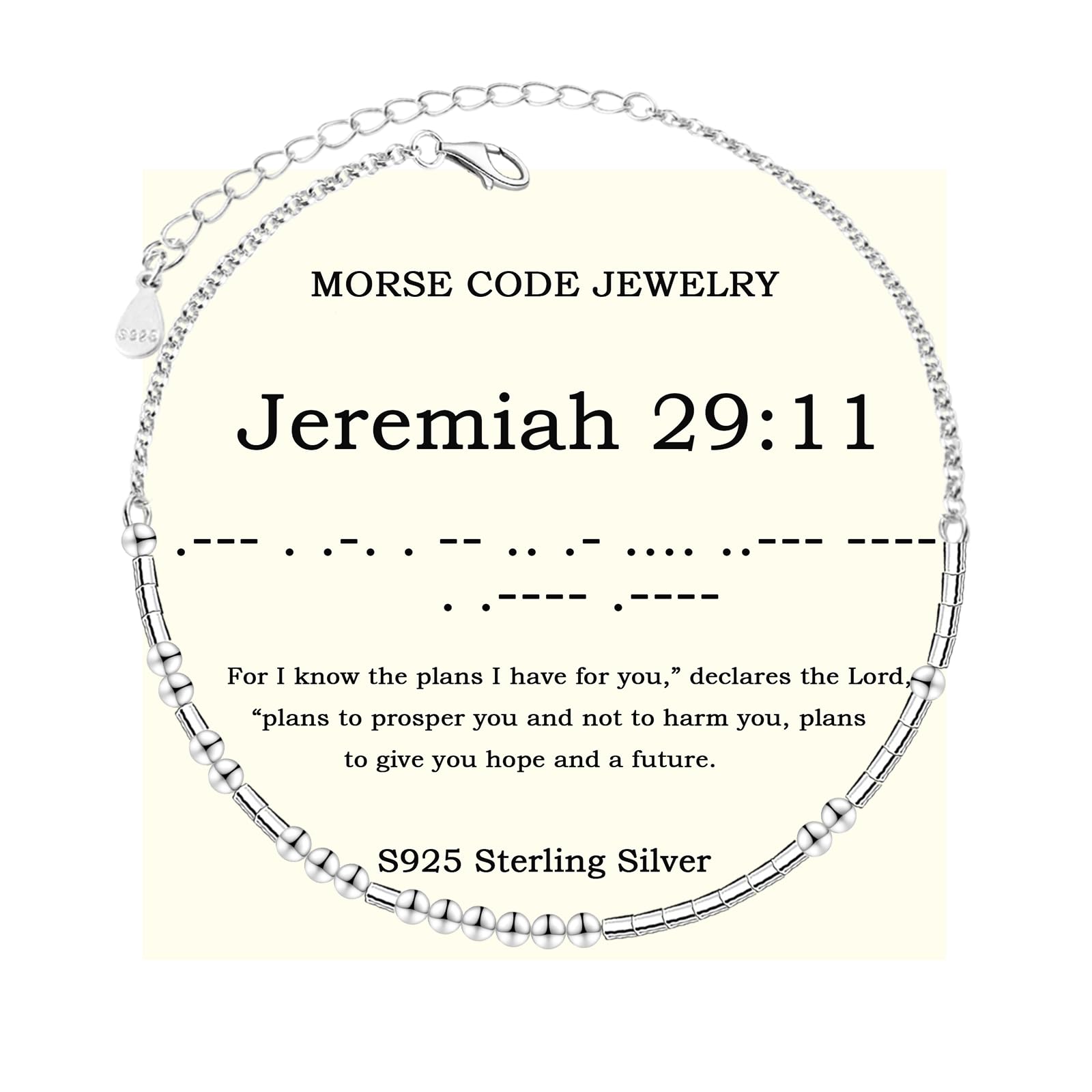 Bible Verse Morse Code Bracelet: S925 Sterling Sliver Scripture Bracelets