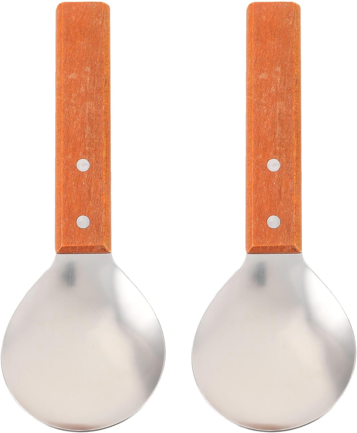 2Pcs Japanese Rice Spatula Versatile Non Stick Serving Spoon with Wood Handle Tofu Scoop Spoon for Home Kitchen Small