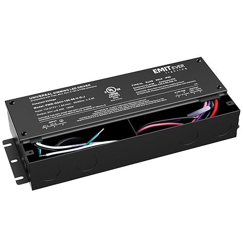 Miniatura 9 de EMITEVER Controlador LED Regulable, Transformador de 150W AC 110V-277V a DC 24V, Regulación 5-en-1: ELV/MLV/TRIAC / 0-10V / 1-10V / 10V