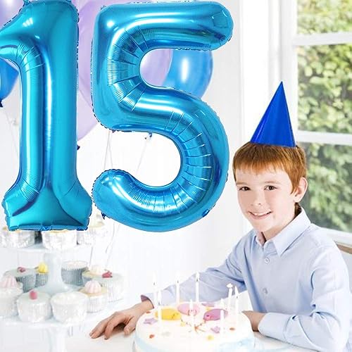 Miniatura 4 de 2 globos gigantes de papel de aluminio de 40 pulgadas con el número 15, globos gigantes de Mylar para decoración de fiestas de cumpleaños,