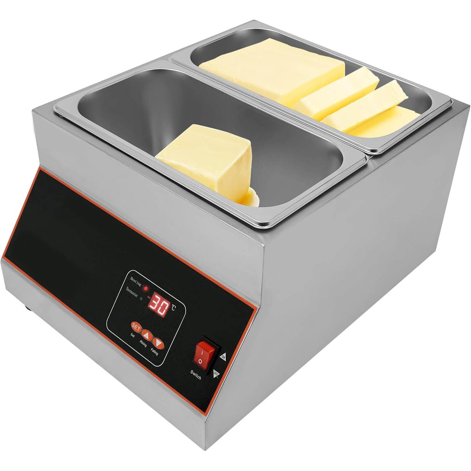 Tempéreuse à Chocolat numérique,Appareil à Fondre Le Chocolat Professionnel avec contrôle numérique de la température pour Faire Fondre Le Chocolat,Le Lait et la crème Twin-Cylinder