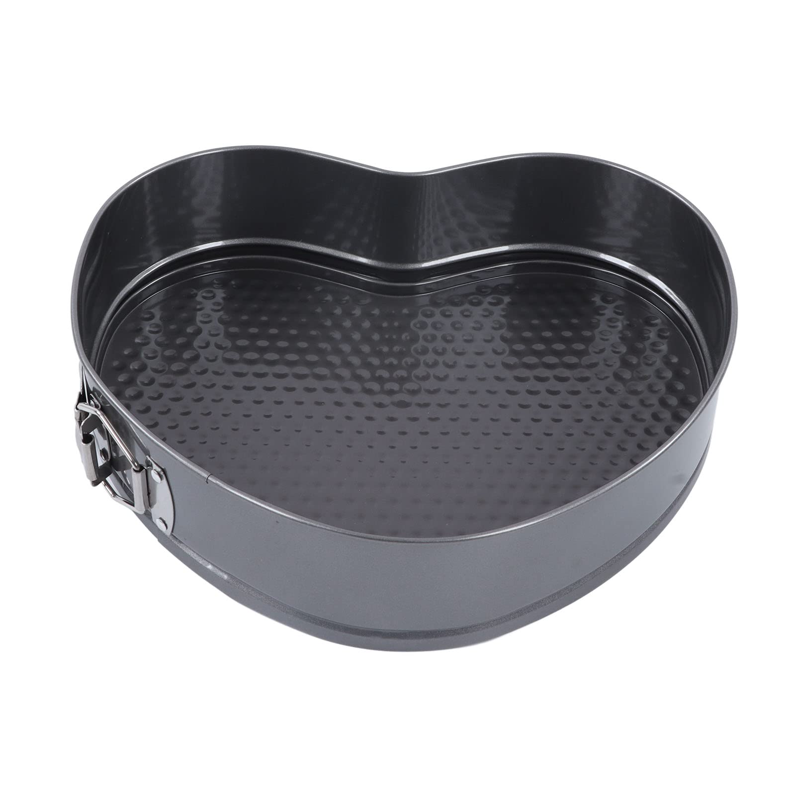 Juego de Moldes para Hornear Antiadherentes en Forma de Corazón, 6 Piezas con Hebilla de Resorte para Pasteles y Postres Perfectos, Acero Inoxidable Negro