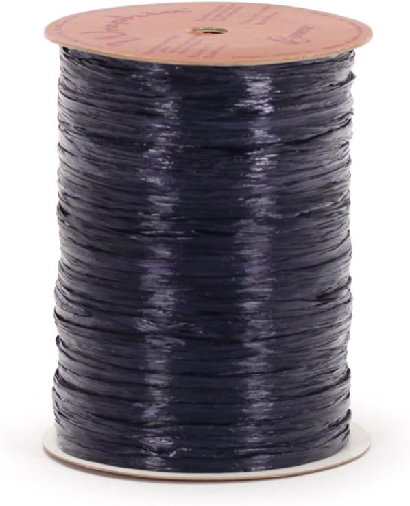 Berwick Offray Dark Navy Blue Pearlized Raffia Ribbon, 1/4'' Wide, 100 ...