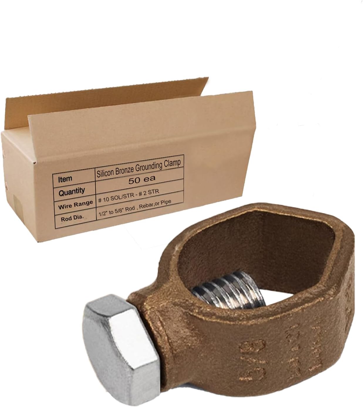 50PCS Pack Copper Ground Rod Clamp, Great for 1/2”- 5/8’’ Grounding Rod