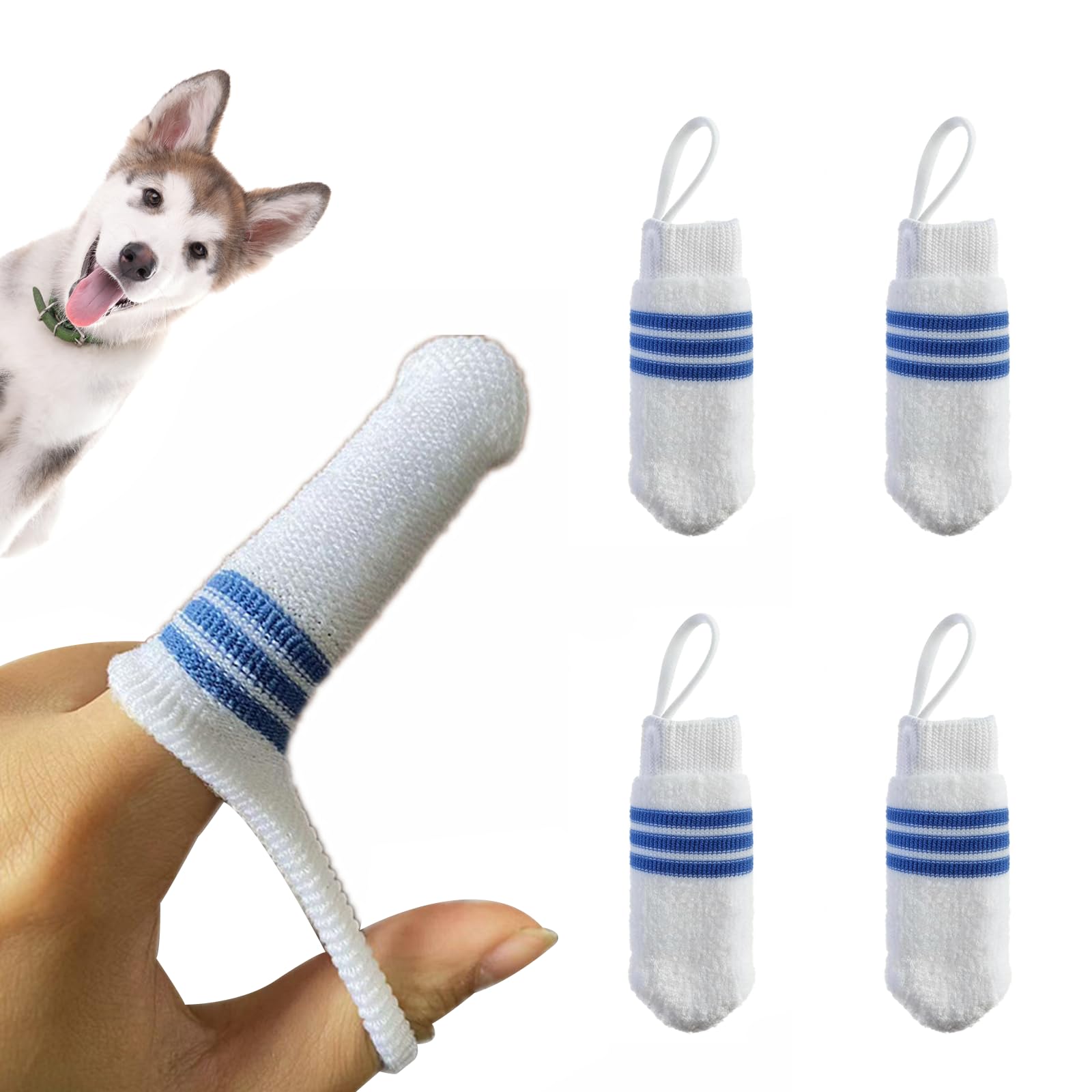 MaciRept Anion Antibacterial Pet Finger Toothbrush Set(4pcs) – 360°Pets Teeth Cleaning,Soft Fibre Cat&Dog Toothbrush for Dental Care, Removes Plaque, Freshens Breath, Reusable & Washable