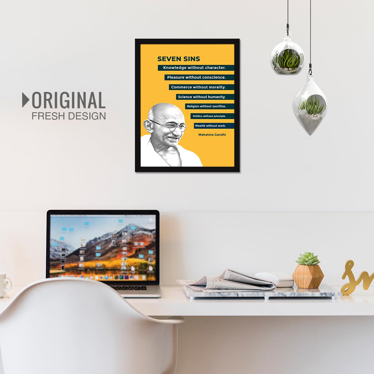Chaka Chaundh - Mahatma Gandhi, Office Quotes Frames - Motivational Quotes Wall Frames for Office - Positive Business Quotes Wall Frame - Poster - (14 X 11 Inches) 3