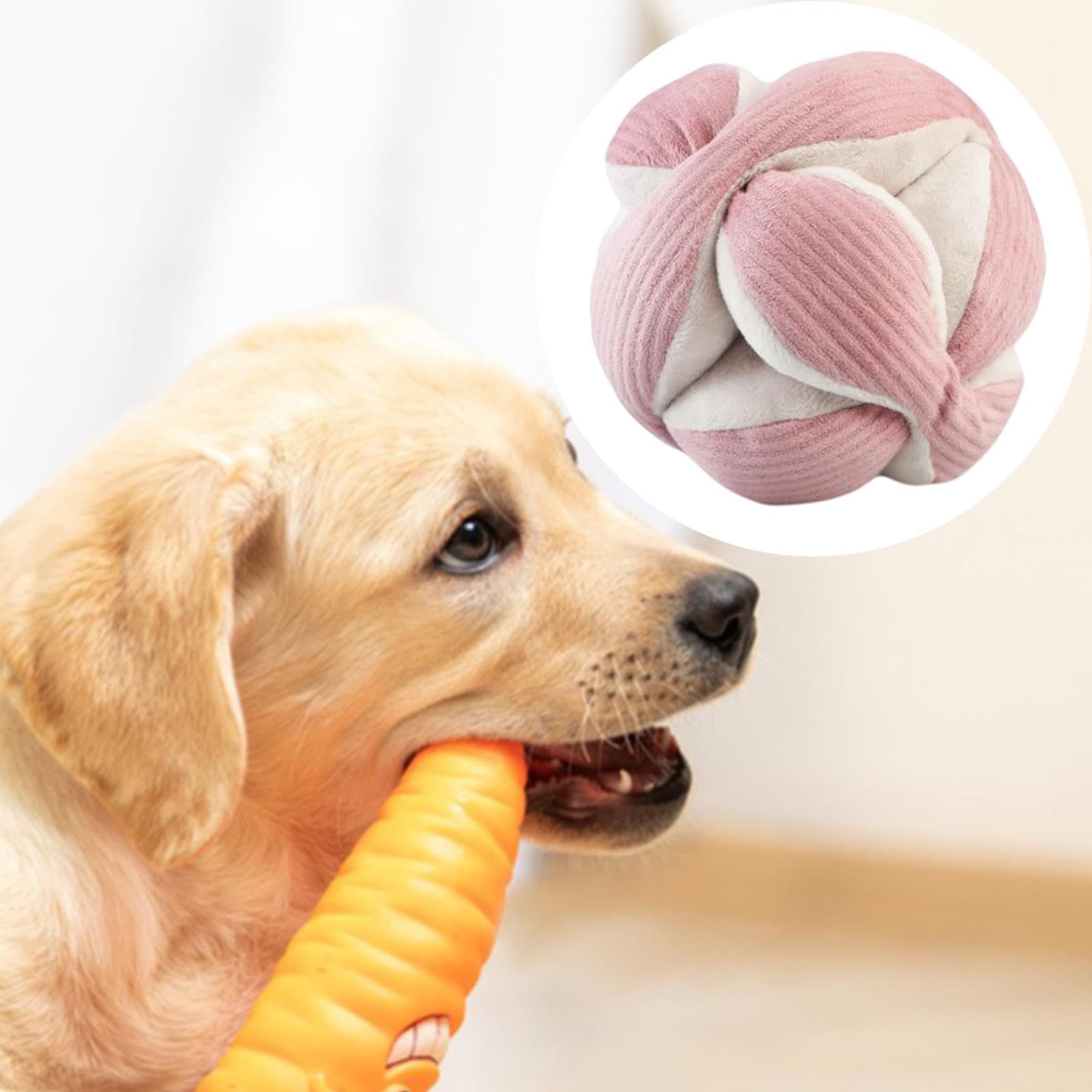 Balle pour Chien Jouet Squeaky Peluche Interactive Chewing Jouet Protecteur Mobilier Stimulant pour Chiens Moyens Adapté Usage Maison Ca, Rose