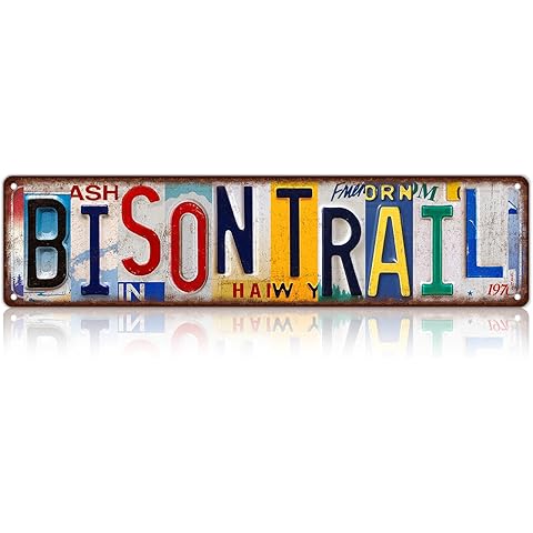 Vintage Bison Trail Street Sign Wall Decor Metal Tin Signs for Bar Home Bedroom Garage