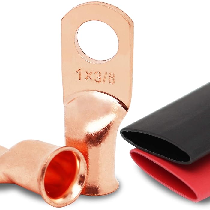 Buy 10pcs 1 AWG3/8" Battery Lugs,Copper Wire Lugs,Heavy Duty Battery