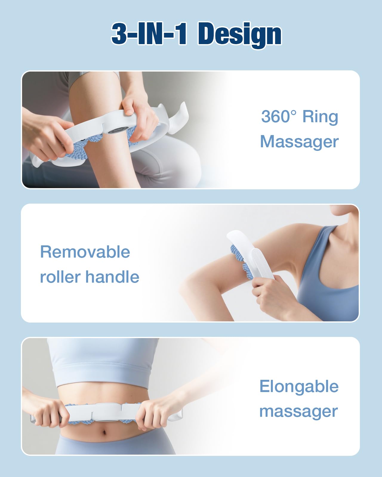 bedee Masseur Manuel Anti-Cellulite avec Têtes de Massage Amovibles, pour Lifter, Raffermir et Lisser la Peau, Les Bras, la Taille, les Cuisses et les Fesses, Bleu