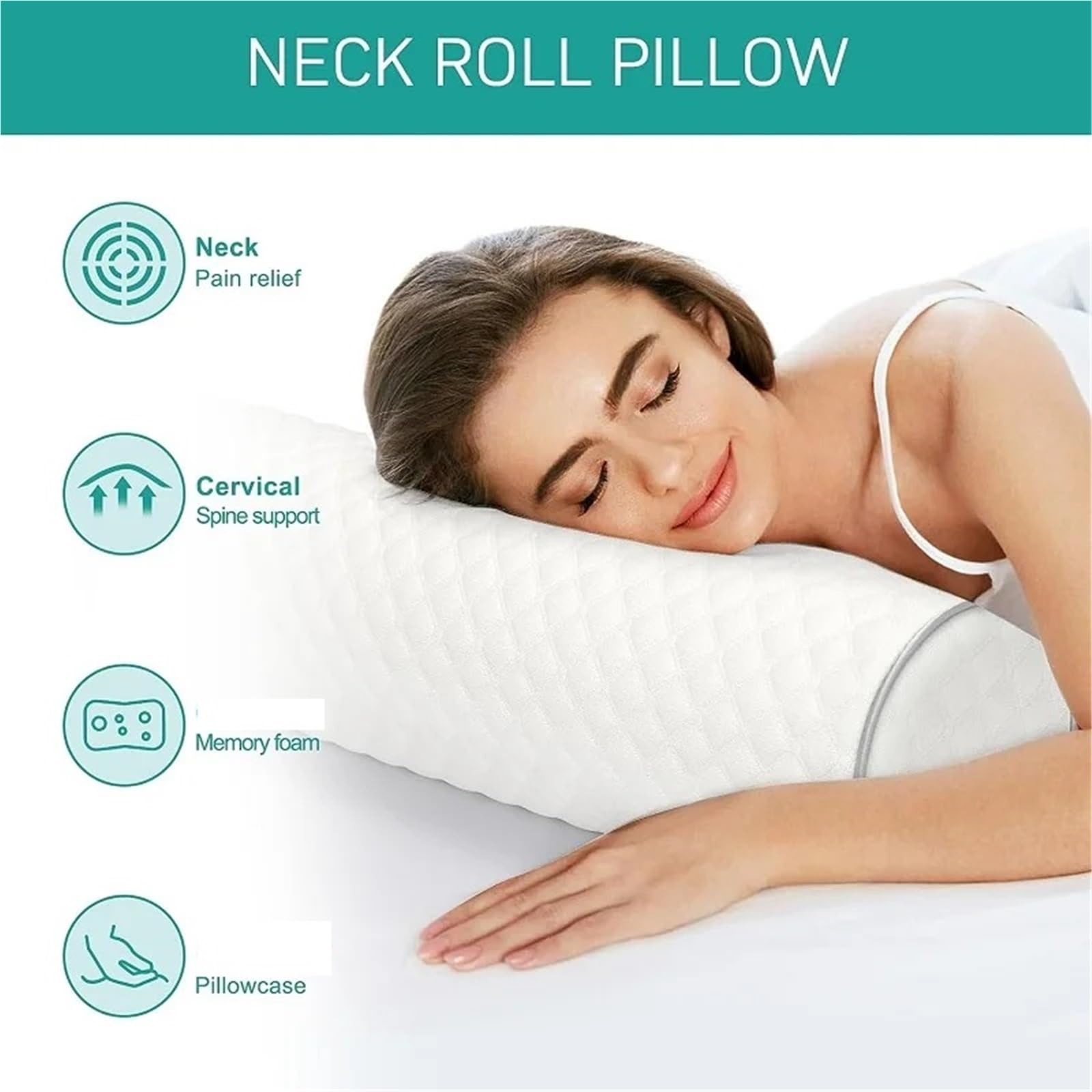 Rouleau Cervical Confortable, traversin de Cou Doux, Coussin Lombaire for Jambe, Dos, traversin Amovible en Mousse(40 * 10cm)