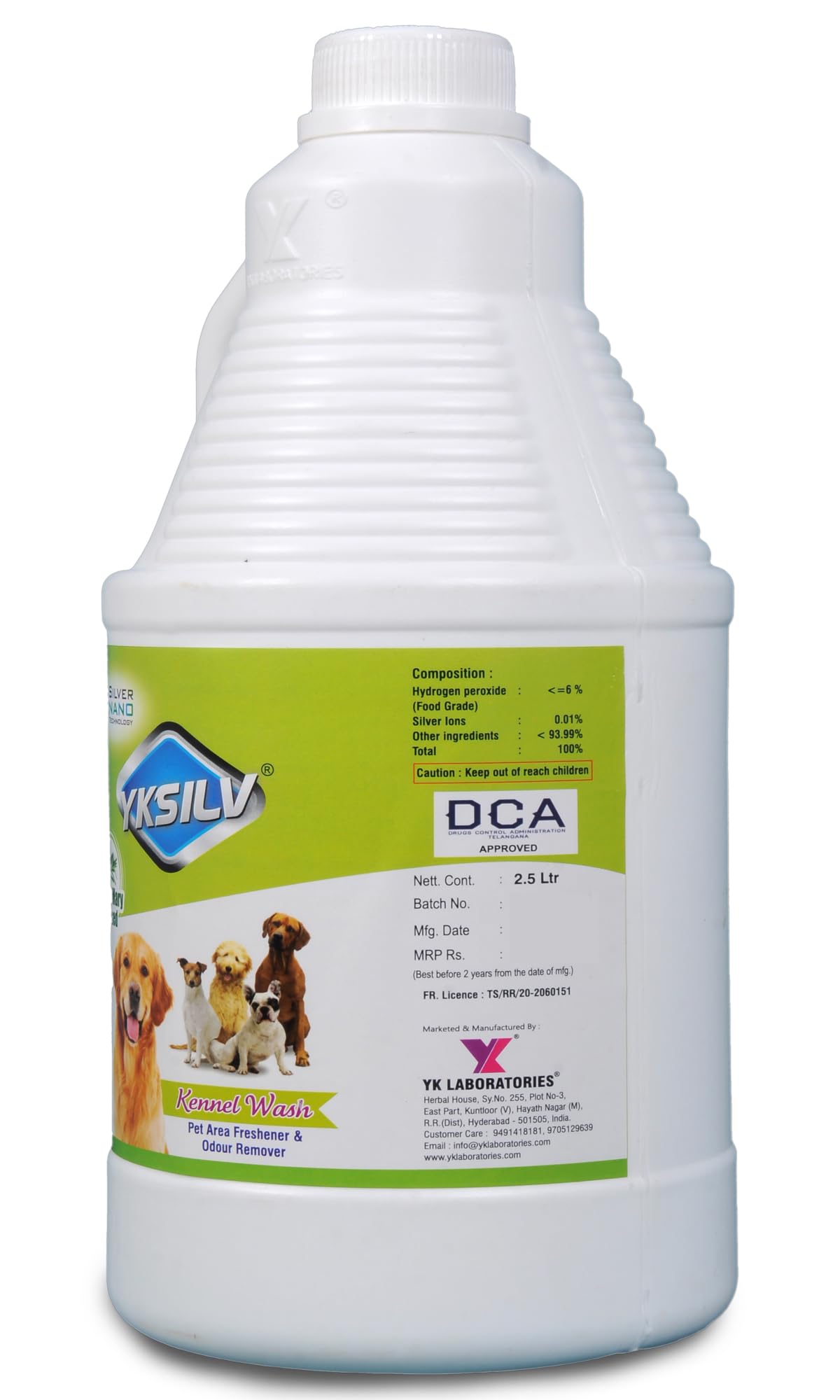 YK Laboratories® Organic Kennel Wash 2.5L | Disinfect & Odor Remover from Pet Area, Veterinary Clinics & Grooming Saloon - Rosemary Based 2