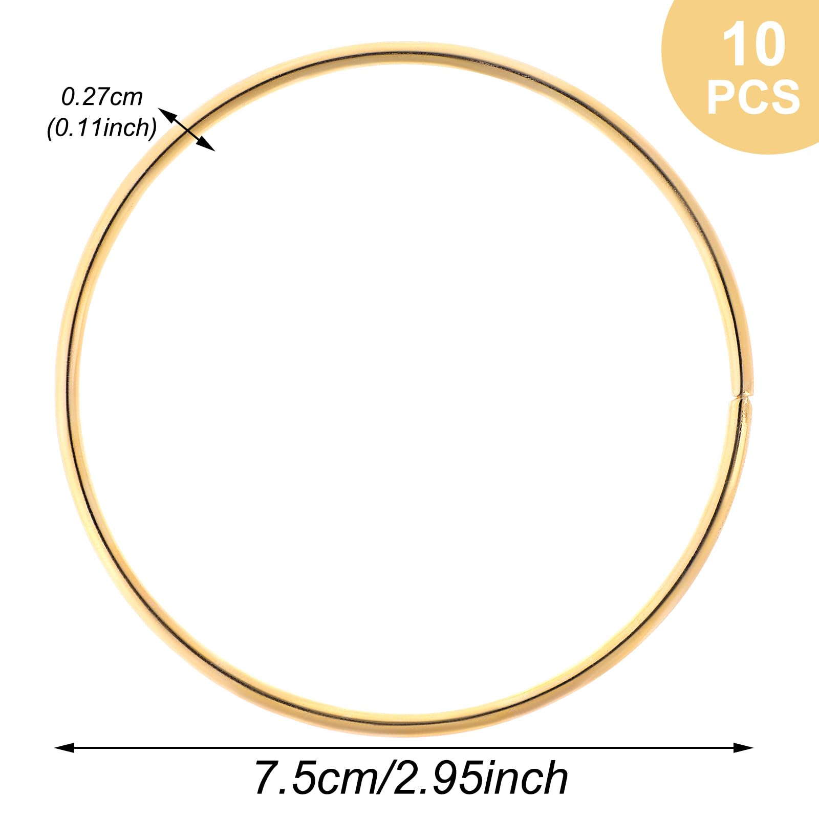 Lot de 10 anneaux en métal pour bricolage, décoration, macramé, artisanat, cerceaux floraux, pour la fabrication de couronnes de mariage, attrape-rêves et centres de table DIY suspendus au mur (doré