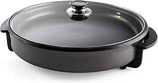 Orbegozo PZ 6636 - elektryczna patelnia do pizzy ze szklaną pokrywką, powłoka nieprzywierająca, regulowany termostat, średnica 36 cm, 1500 W
