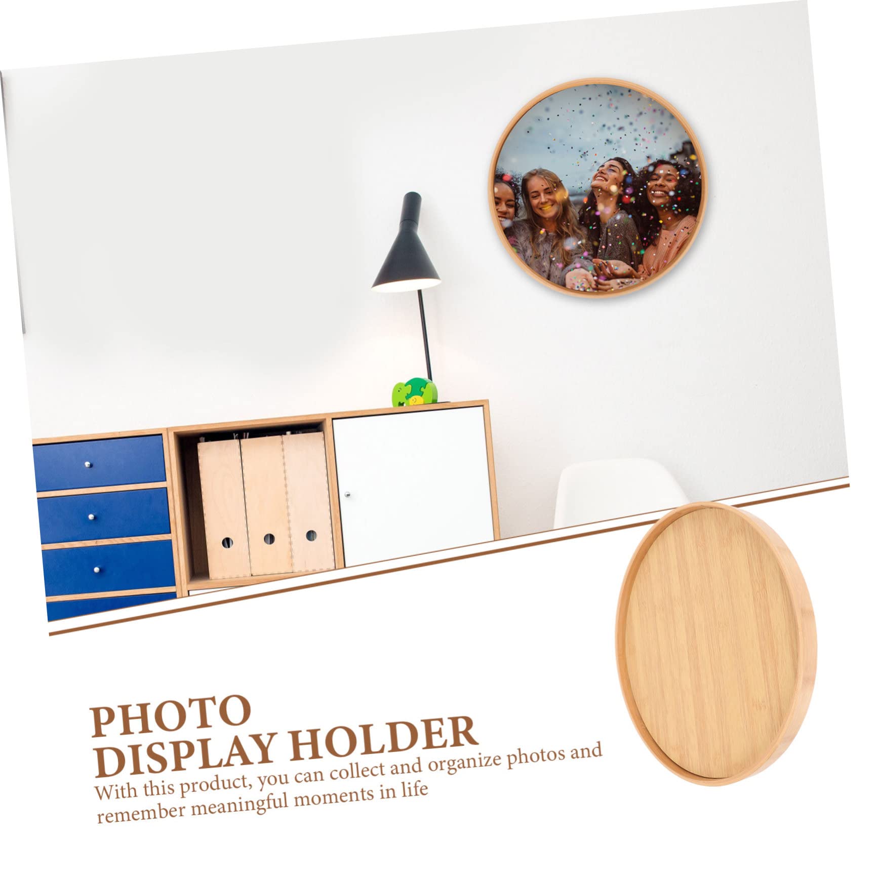 Cornice Tonda in Legno, Display Frame da Tavolo per Foto