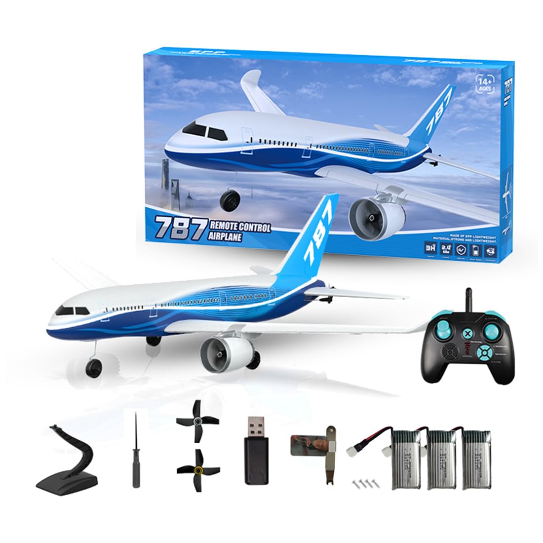 2.4G 3CH Model Airplane Boeing 787, BM30 EPP Fixed-Wing RC Model(3 Battery)