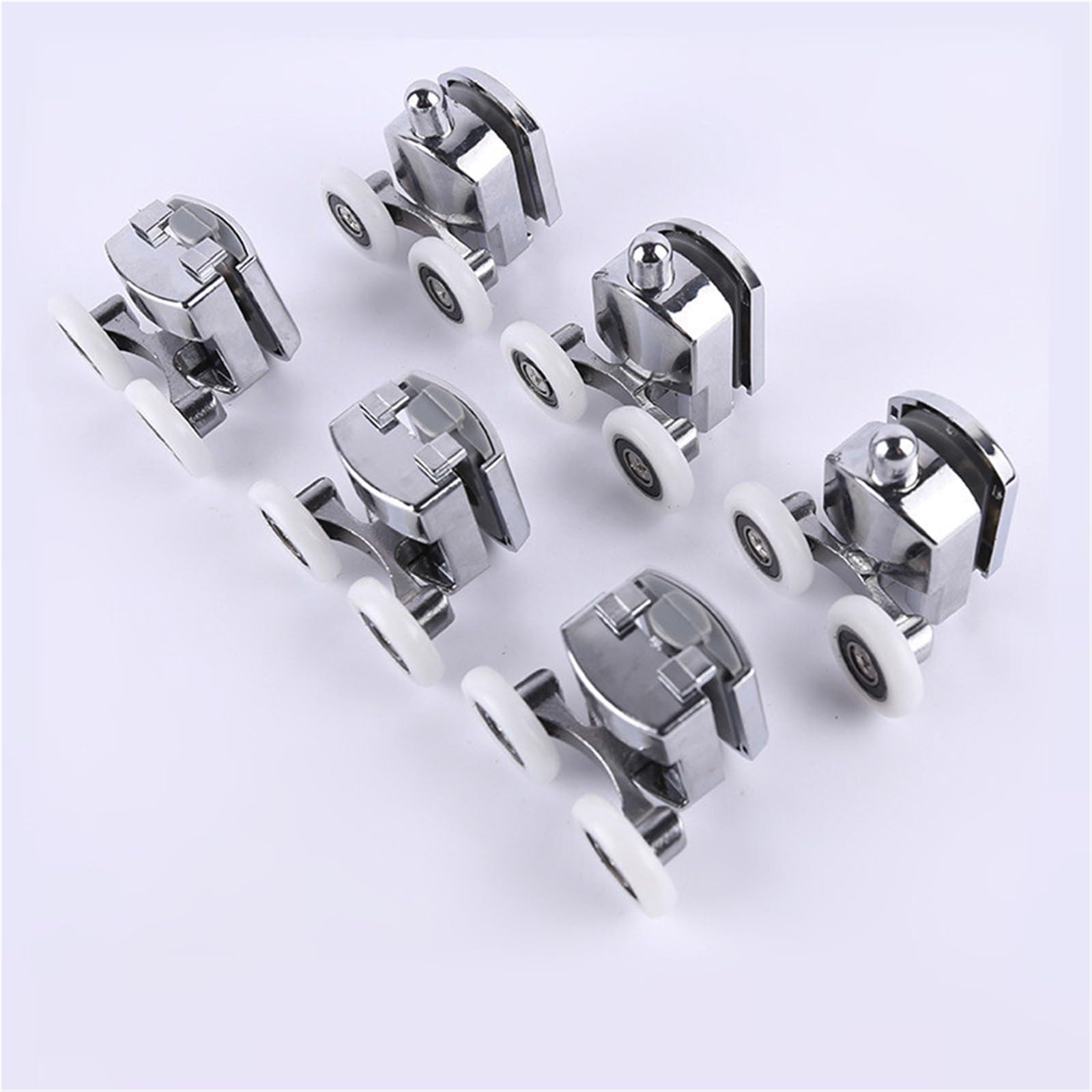 Rodillos para puertas correderas de ducha Rodamiento de rodillos for puerta ducha corrediza aleación zinc 23/25/27 mm, con doble rueda y guías repuesto for vidrio 12-14(4-upper 4-down,25mm)