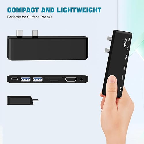 Miniatura 9 de Surface Pro 9 Hub Docking Station con 4K HDMI, USB-C Thunderbolt 4 (video de 8K a 30 Hz + datos 40G + PD), 2 USB 3.0, ranura para tarjeta SDTF,