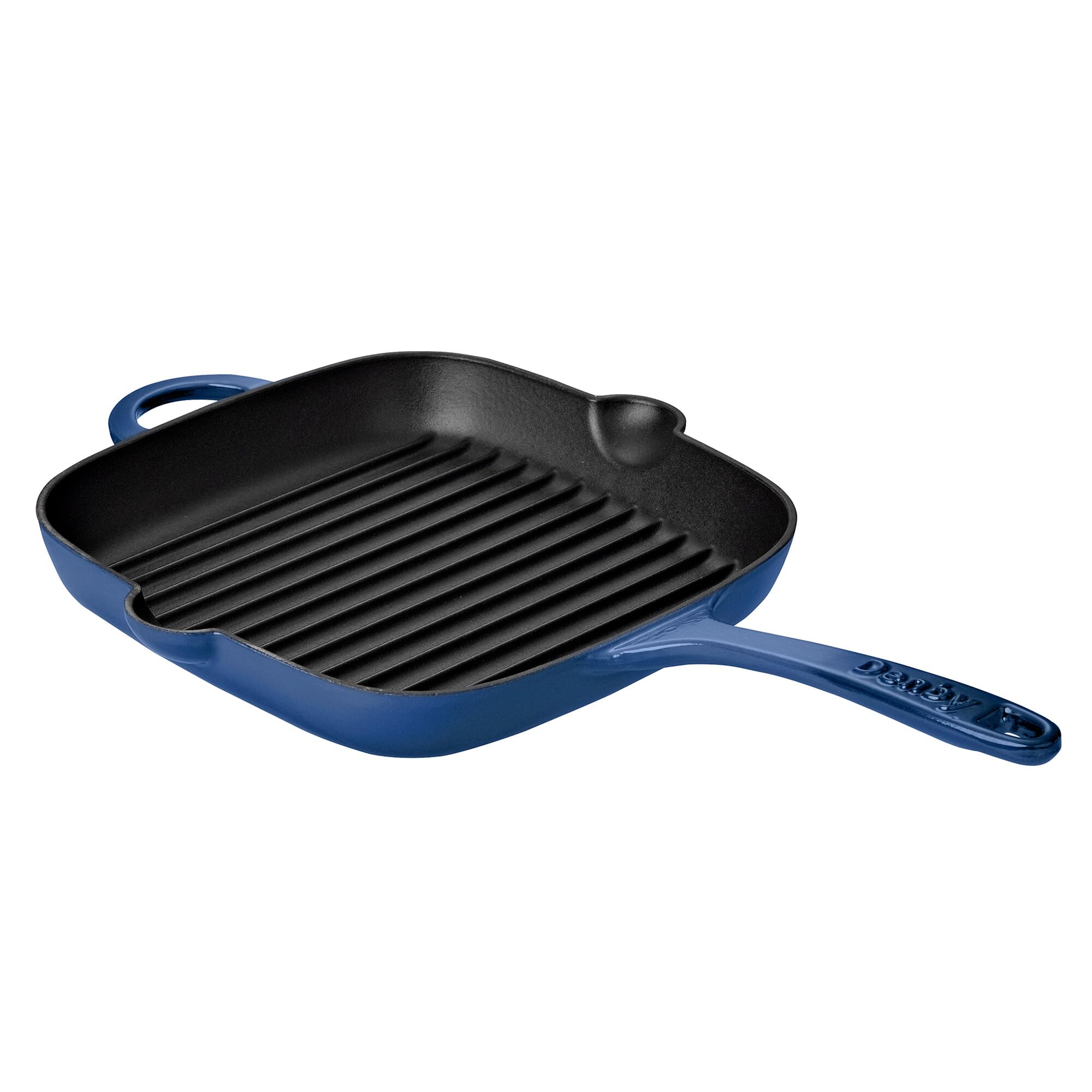 Denby Cobalt Blue - Cast Iron Griddle Pan 25Cm - Enamelled, Non Stick Saute Frying Pan - Dishwasher & Oven Safe Cookware - Suitable For All Hob Types, Induction, Gas, Electric - Pfas Free