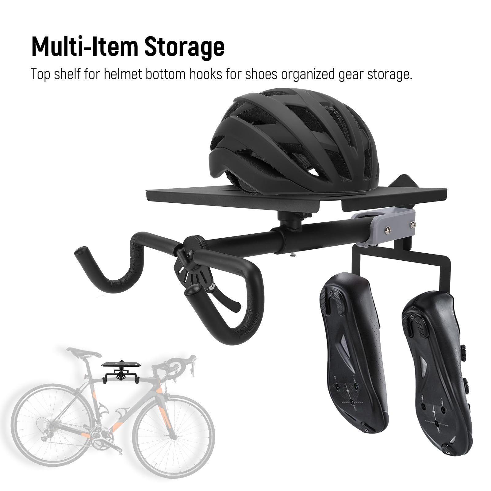 Lixada Soporte de Pared Para Bicicleta, Plegable, Horizontal Ajustable Ganchos de Acero Carga máx. 20kg, Colgador Bicicleta Pared con gancho para uso en Interiores y Garajes