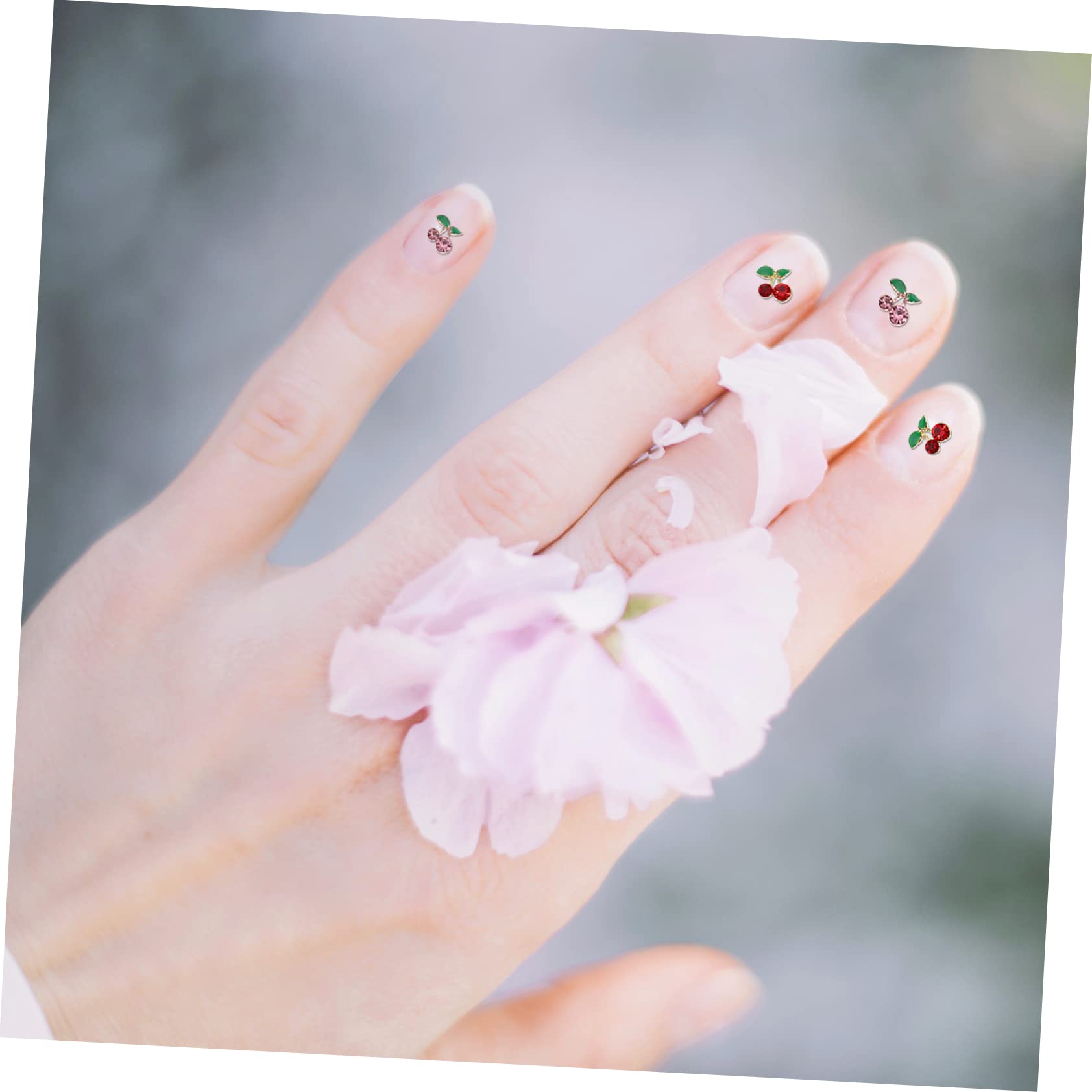 120 Pz Accessori Per Nail Art Con Strass Unghia Di Frutta Luccica Gioielli Per Unghie Strass Arancioni Borchie Per Unghie Lucide Ornamenti Glitterati Perno Lega Ciliegia 3d