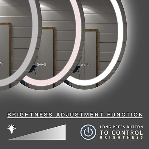 Miniatura 5 de Espejo ovalado grande de baño con luces LED, espejo de tocador de baño de 32 x 24 pulgadas, espejo de tocador montado en la pared con 3 luces de