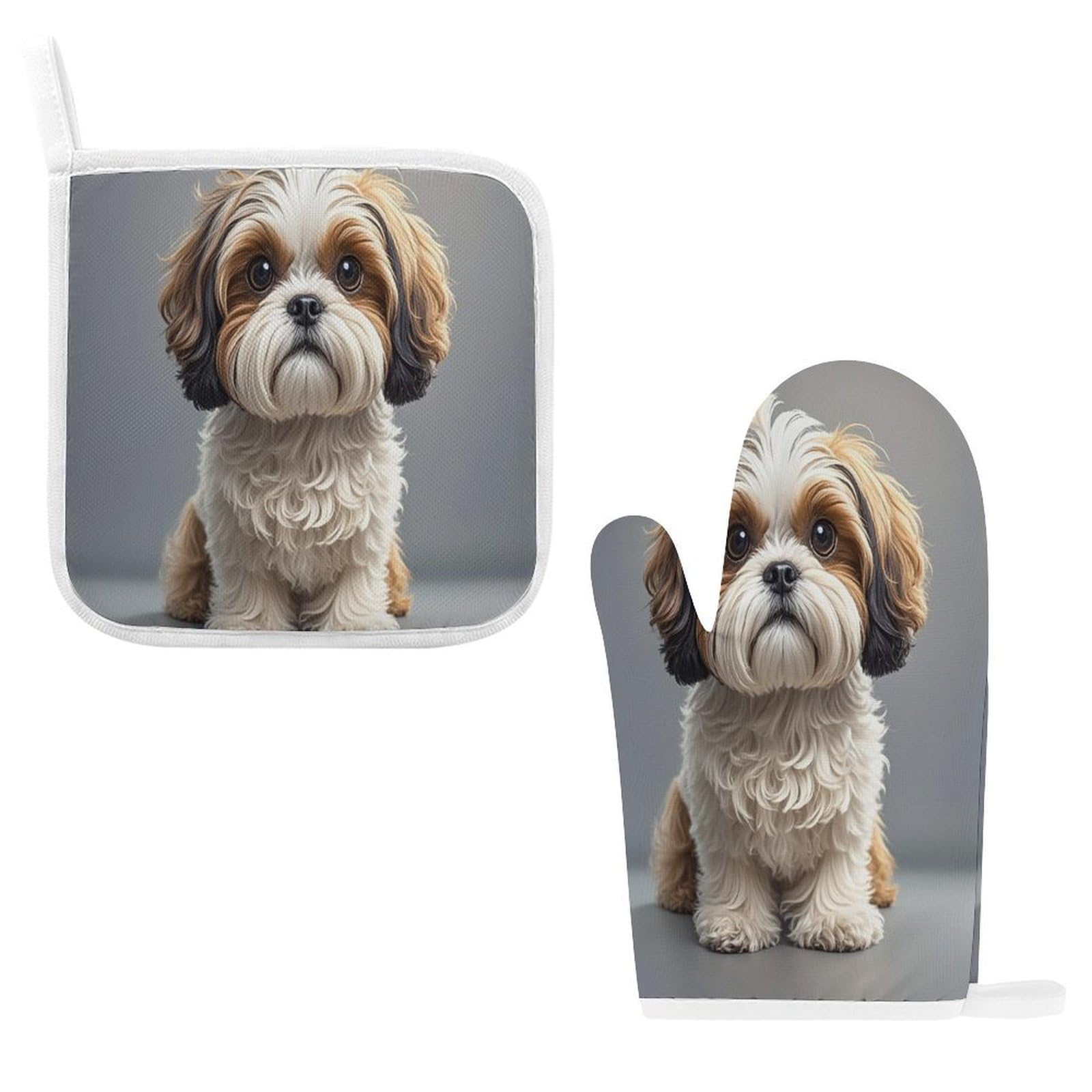 Fodpand Style Shih Tzu Dog Oven Mitts And Pot Holders Sets