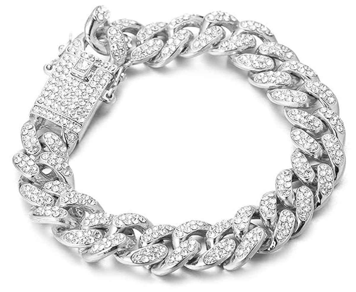 vr creatives Hip Hop Iced Out Diamond Miami Cuban Link Chain Bracelet for Men and Women Big Miami Cuban Chain Necklace Bracelet-picture-46
