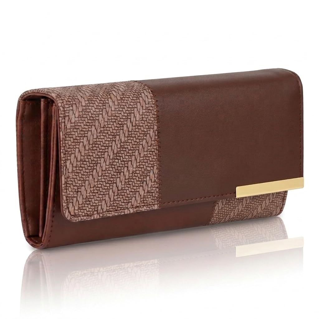 dosyso Wallet for Women Girls Stylish Latest Floral Faux Leather with Phone Space Coin Compartment Mobile Storage 4 Card Slots Holder Cash Zip Pockets Hand Clutch for Daily Use Ladies Long Purse (Brown)-picture-17