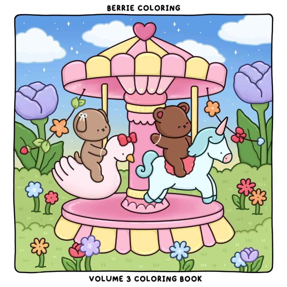 Berrie Coloring Volume 3: Cute and Cozy Coloring Book for Adults & Kids Featuring Easy to Color Animal Illustrations and Adorable Scenes Paperback – March 11, 2025