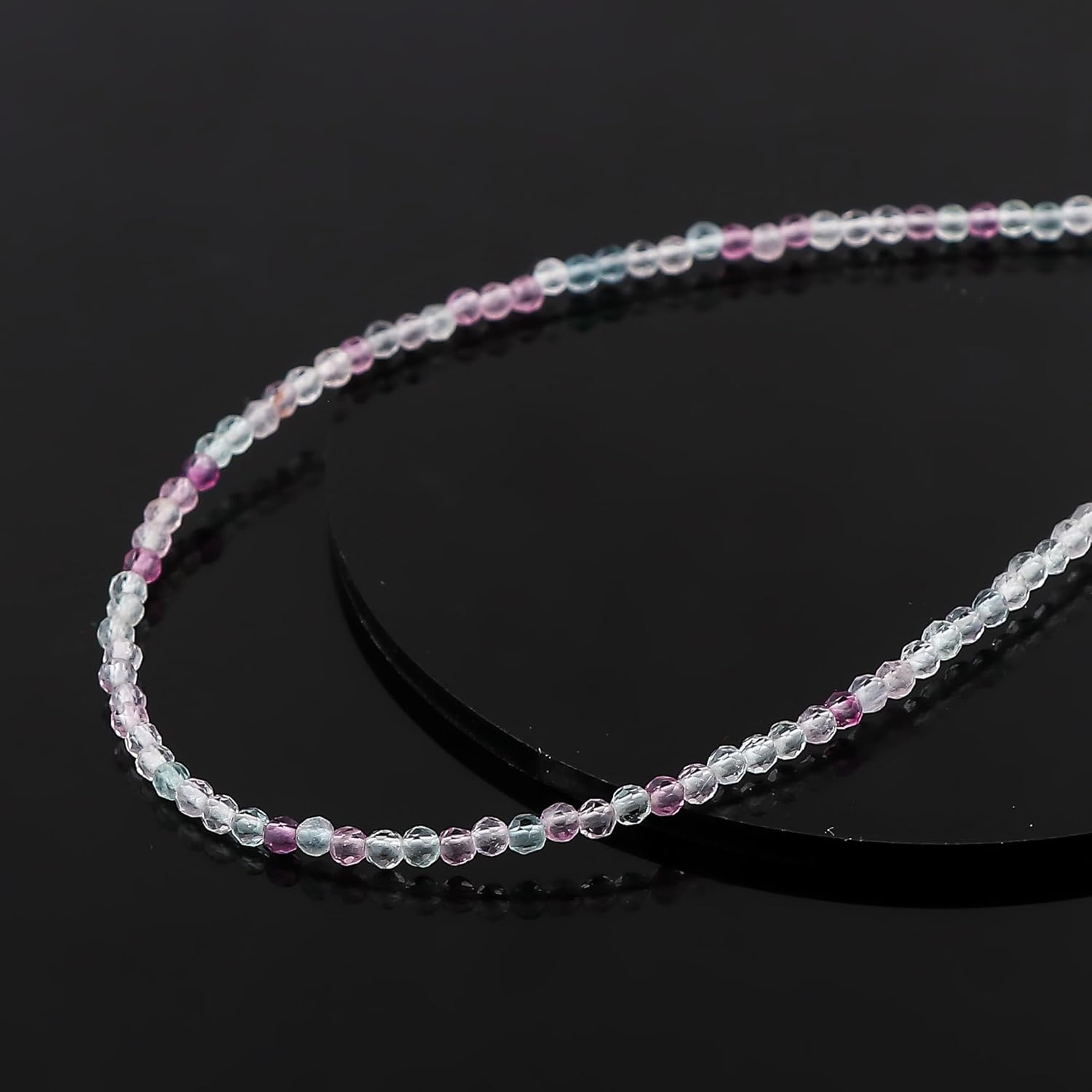 Natural Beaded Necklace Adjustable Choker Crystal Handmade Jewelry, 2 To 2.5 mm Beads, Hypoallergenic 18 Inch Gold Plated Gemstone Necklaces For Women - Image 3