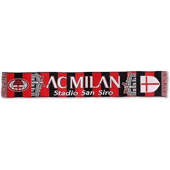 Official Milan Stadium Model San Siro Scarf 100% Acrylic Red Black Plain Licensed Club Product One Size Black