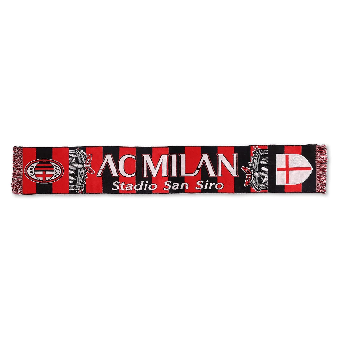Sciarpa Ufficiale Milan Stadio San Siro 100% Acrilico Rosso Nero Unisex