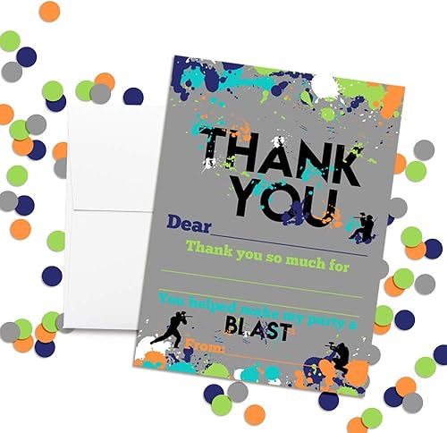 Miniatura 3 de AmandaCreation - Notas de agradecimiento con temática de paintball, diez tarjetas de relleno en blanco de 4 x 5.5 pulgadas con 10 sobres blancos