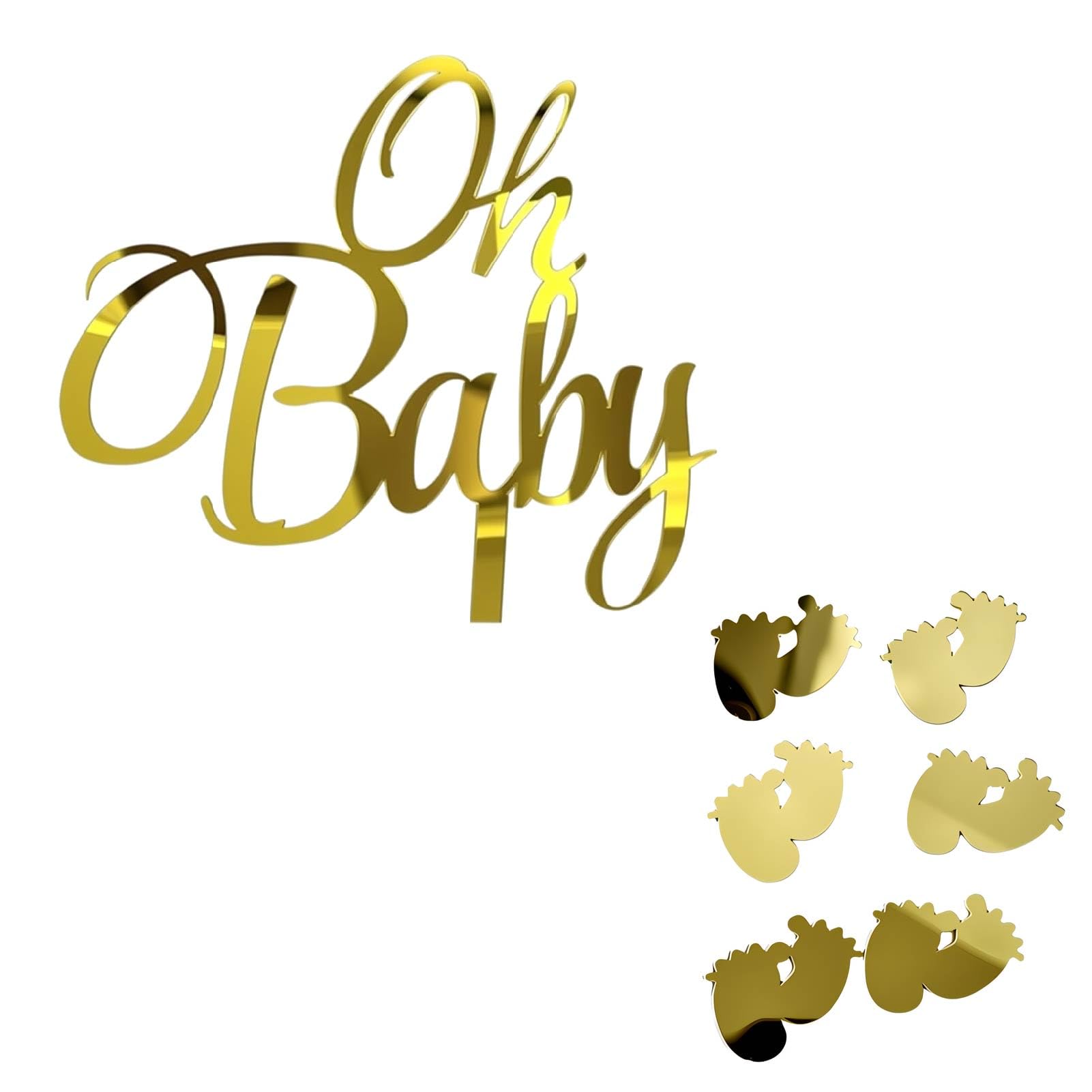 1PC-50PCS Baby Shower One Cake Toppers Acrilico Oro Baby Birthday Cake Topper per bambini Decorazioni per torte per feste di compleanno  15