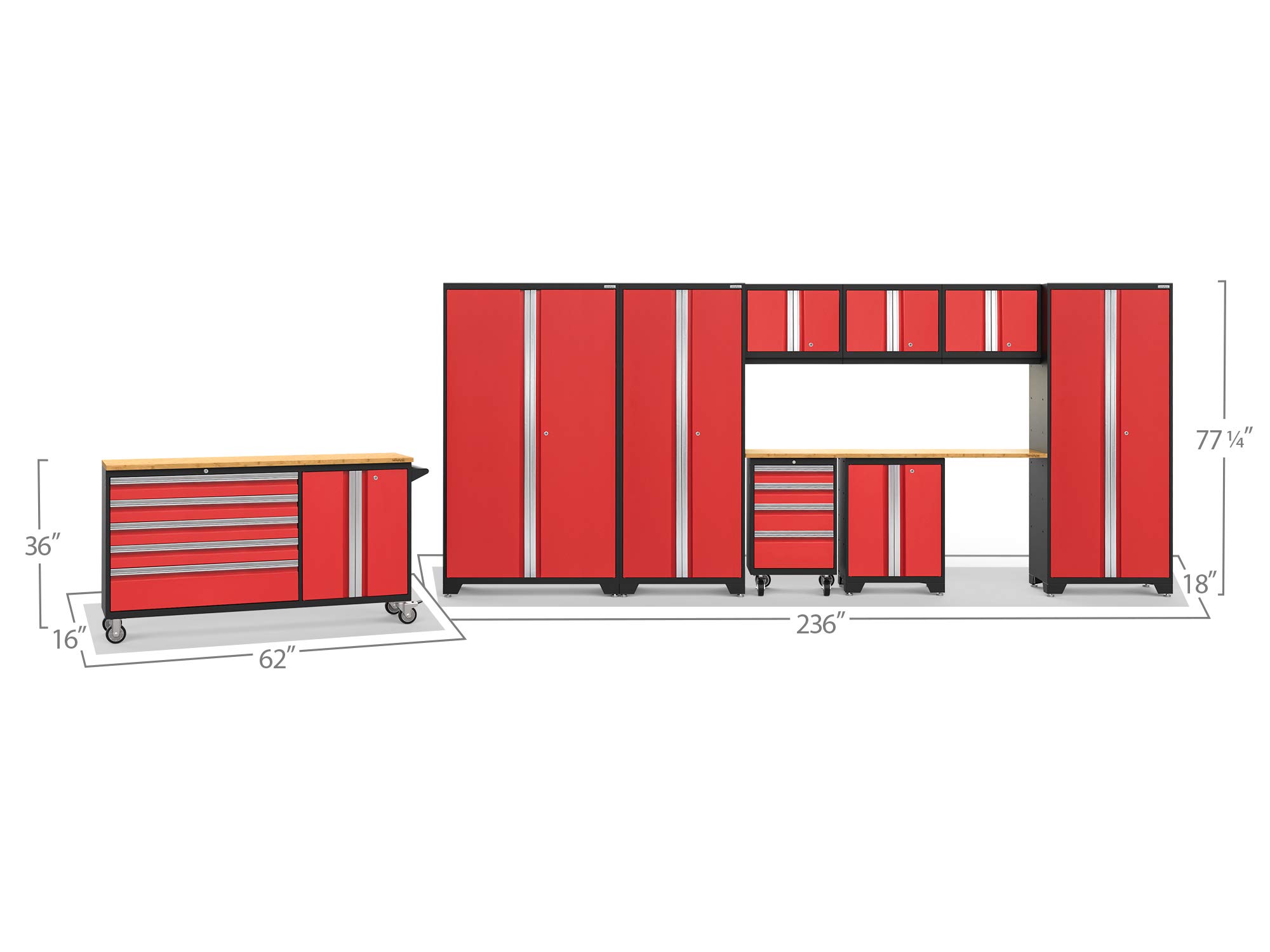 NewAge Products Bold Series Red 10 Piece Set, Garage Cabinets, 56463